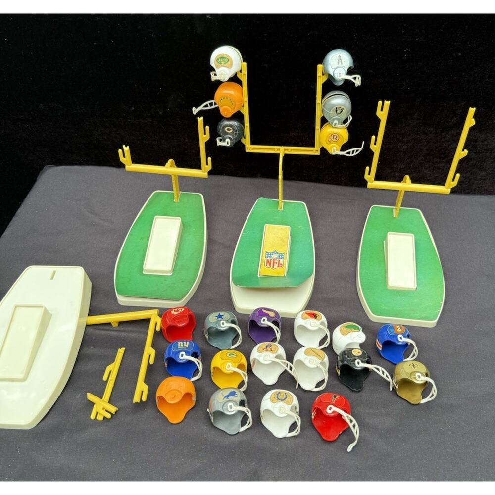 1970s OPI NFL Mini Football Helmets & Stands National See Photos Damage!
